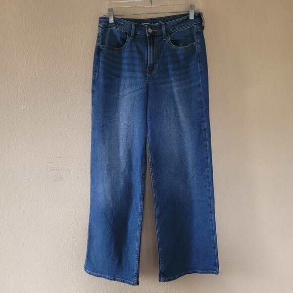 Old Navy Womens High Rise Wow Wide Leg Jeans Sz 6 Blue Casual Baggy Pockets 90s - Picture 1 of 8